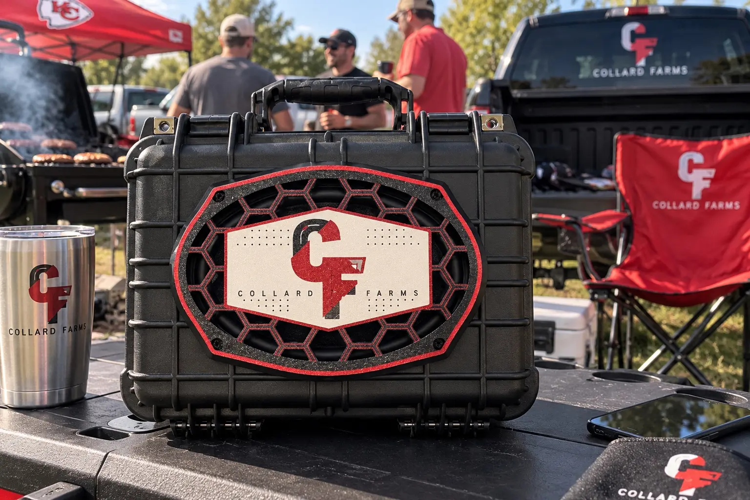 HARPE H1 custom speaker at an outdoor tailgate