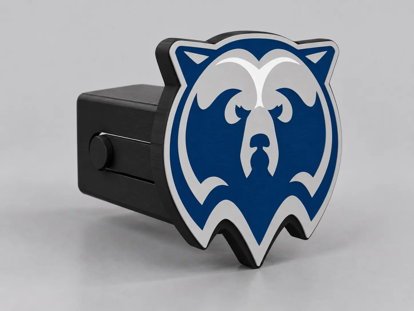 Custom blue mascot receiver hitch cover