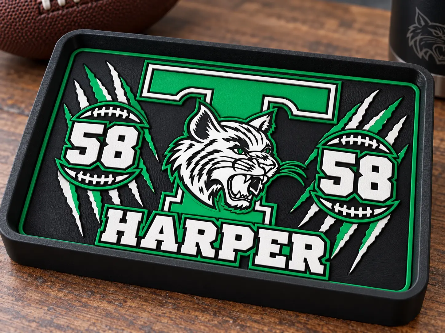 Custom Bobcat football everyday carry tray